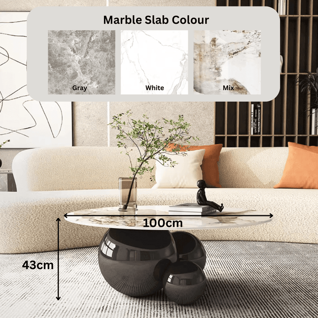 ChandelierDecor - Marble Pebbles Coffee Table – Globe Balls Round Design