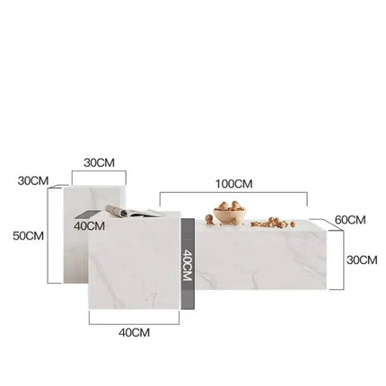Sintered Stone Marble Coffee Table Trio-Coffee Table