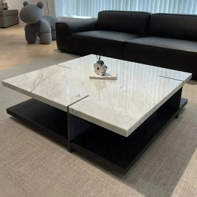 ChandelierDecor - Marble Slab Coffee Table – Natural Marble & Wood