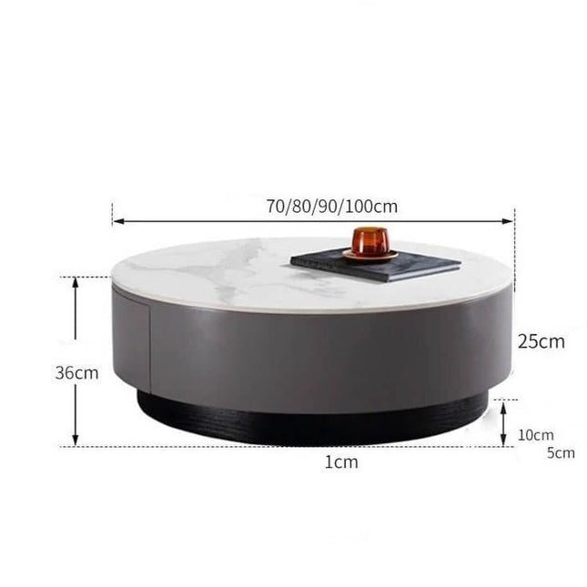 ChandelierDecor - Marble & Wood Coffee Table – Modern Solid Slab Round Design