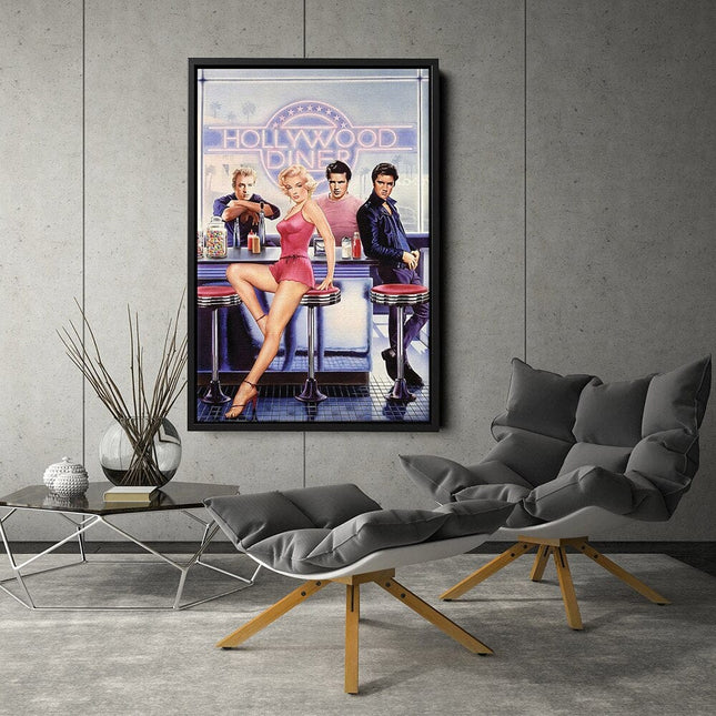 ChandelierDecor - Marilyn And Elvis at Diner Canvas Wall Art - Masterpiece