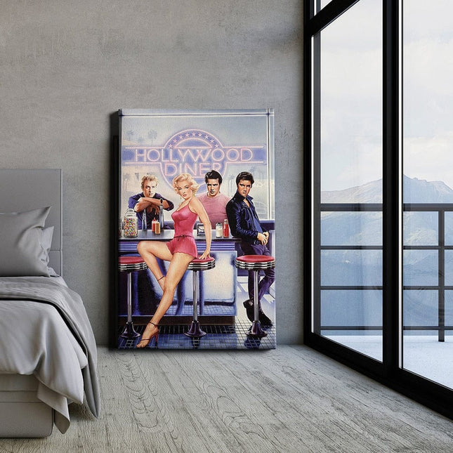 ChandelierDecor - Marilyn And Elvis at Diner Canvas Wall Art - Masterpiece