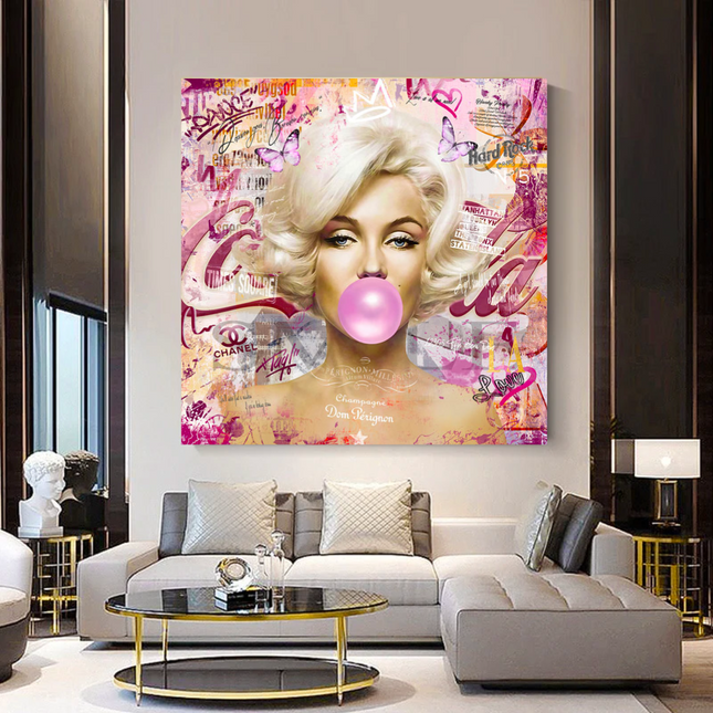 ChandelierDecor - Marilyn Bubble Gum Canvas Wall Art: Exquisite D√©cor
