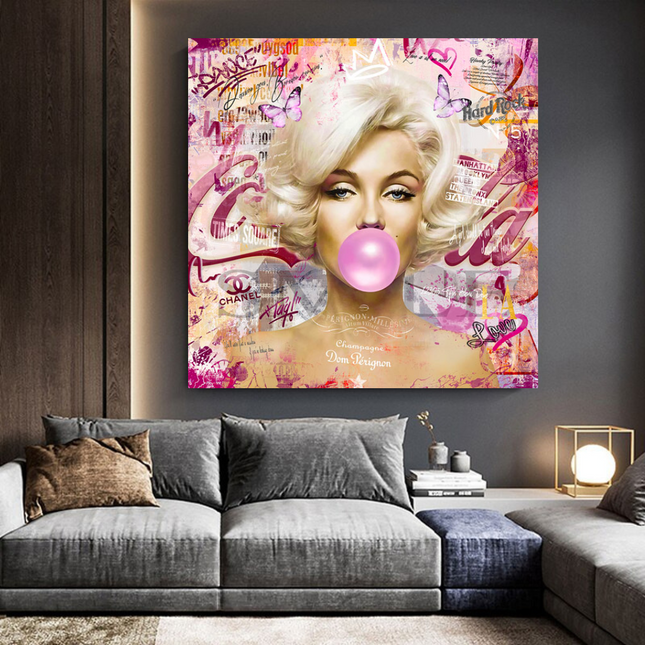 ChandelierDecor - Marilyn Bubble Gum Canvas Wall Art: Exquisite D√©cor