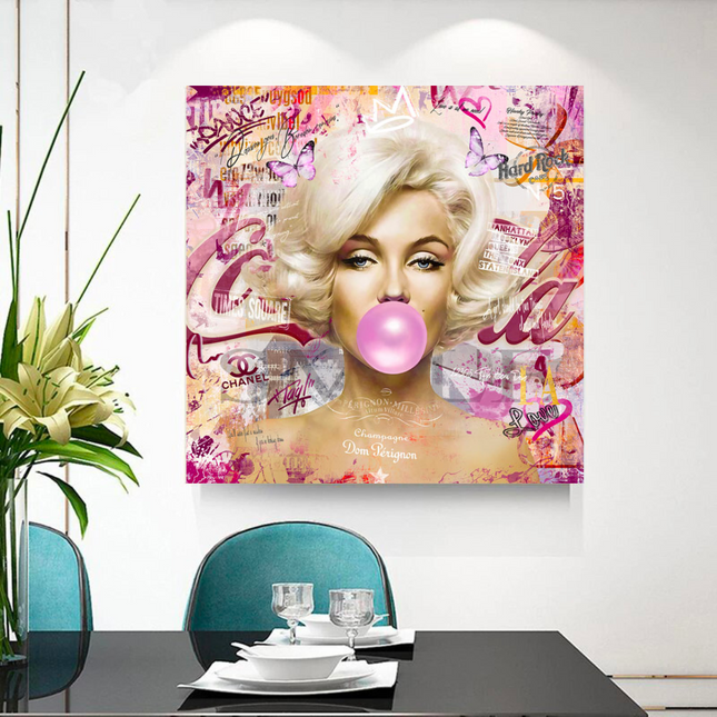 ChandelierDecor - Marilyn Bubble Gum Canvas Wall Art: Exquisite D√©cor