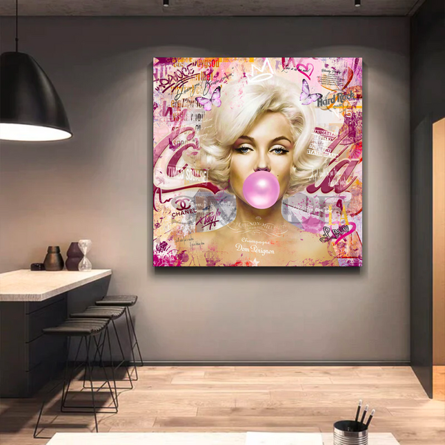 ChandelierDecor - Marilyn Bubble Gum Canvas Wall Art: Exquisite D√©cor