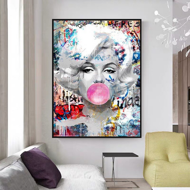 ChandelierDecor - Marilyn Bubble Gum Wall Art: Vibrant Pop Art Design