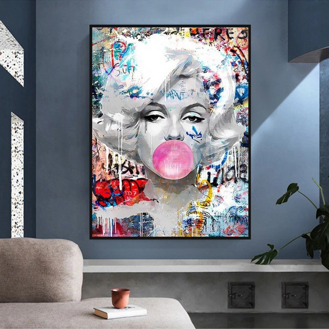 ChandelierDecor - Marilyn Bubble Gum Wall Art: Vibrant Pop Art Design