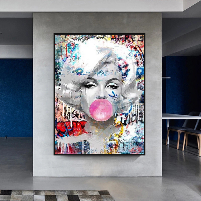 ChandelierDecor - Marilyn Bubble Gum Wall Art: Vibrant Pop Art Design