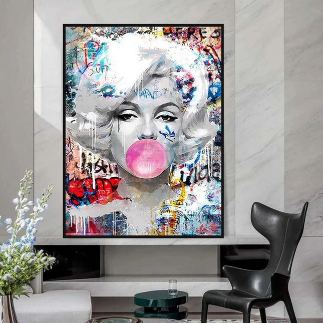 ChandelierDecor - Marilyn Bubble Gum Wall Art: Vibrant Pop Art Design