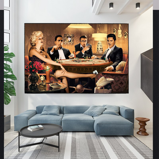 ChandelierDecor - Marilyn, Elvis and James Dean Canvas Art: Poker