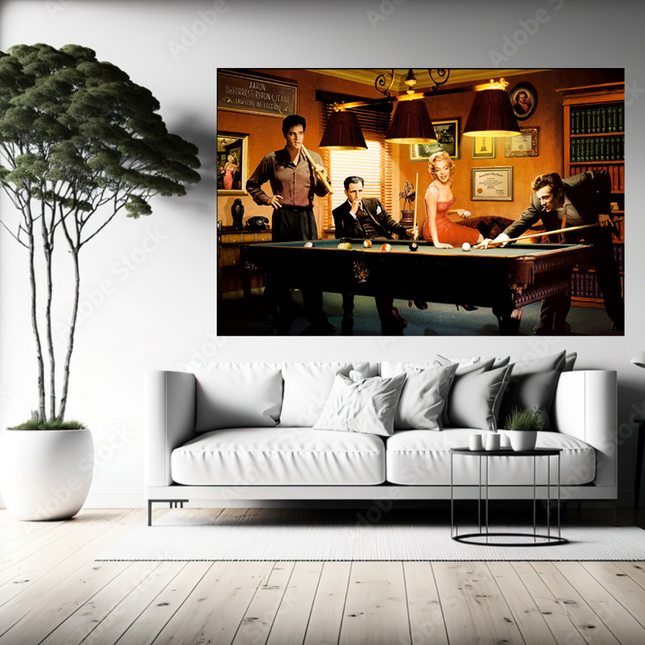 ChandelierDecor - Marilyn, Elvis and James Dean Canvas Art: Snooker