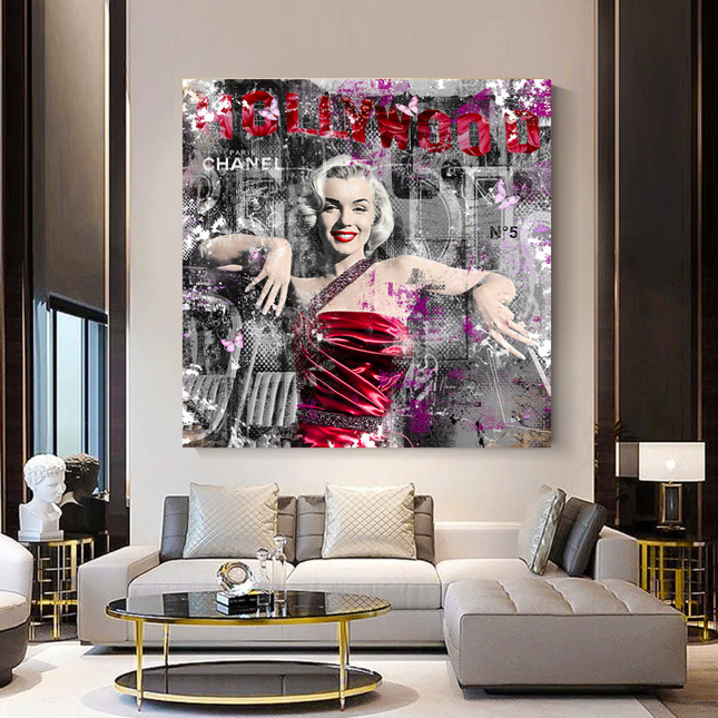 ChandelierDecor - Marilyn Monroe in Red Canvas Wall Art - Beautify Your Space