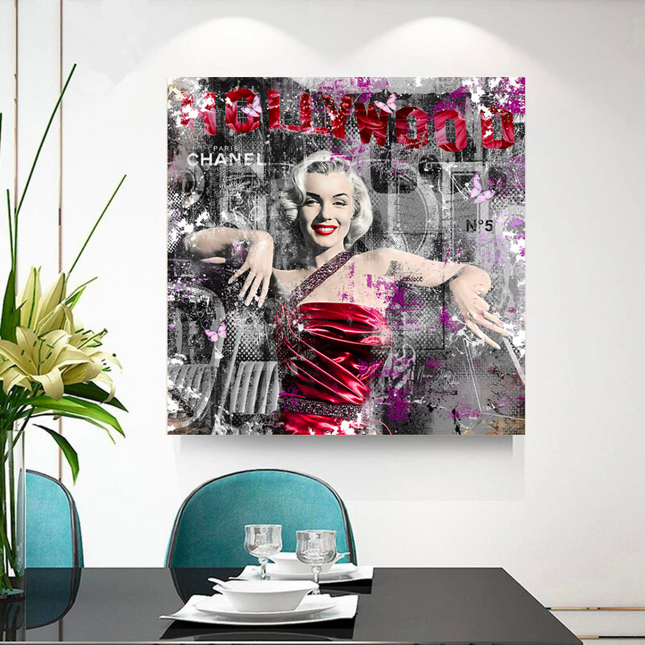 ChandelierDecor - Marilyn Monroe in Red Canvas Wall Art - Beautify Your Space