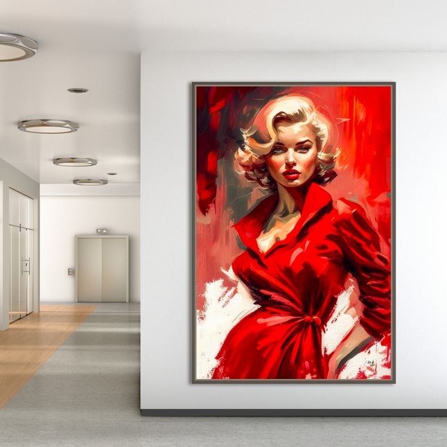 ChandelierDecor - Marilyn Monroe in Red Canvas Wall Hanging Art