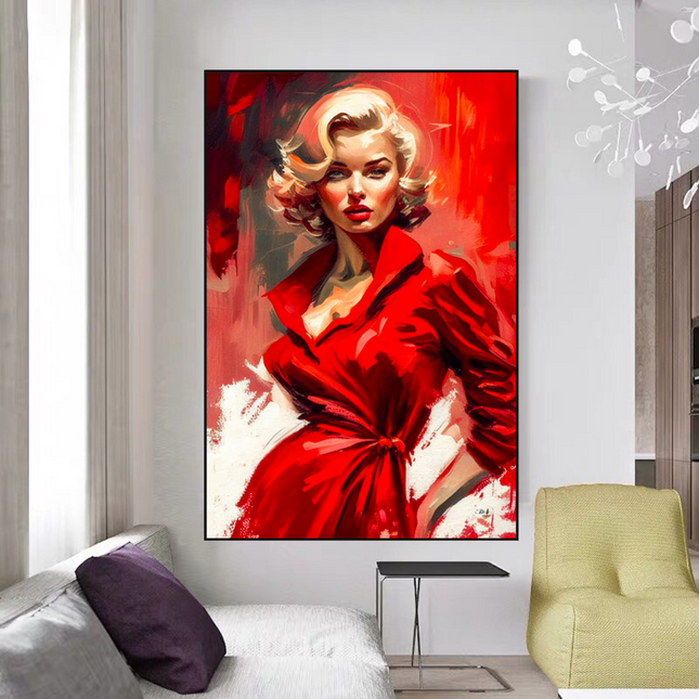 ChandelierDecor - Marilyn Monroe in Red Canvas Wall Hanging Art