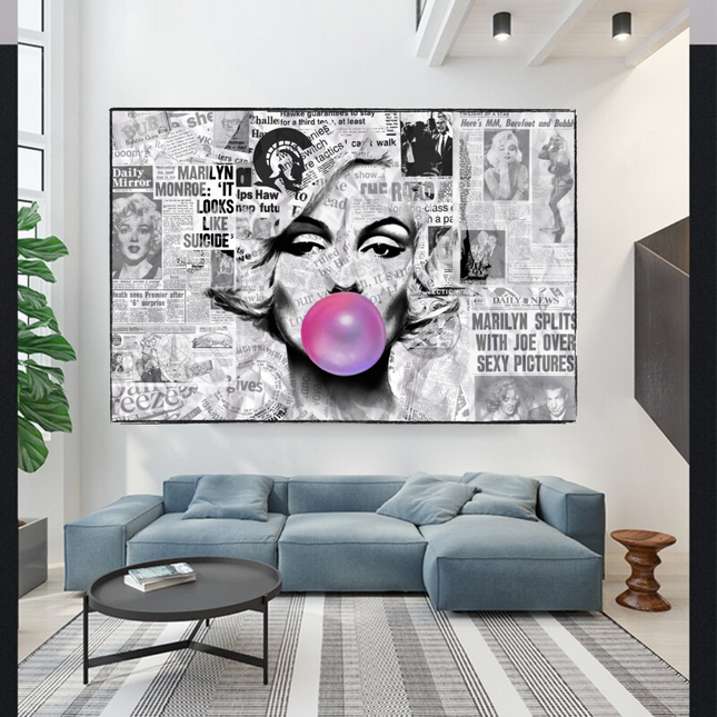 ChandelierDecor - Marilyn Newspaper Canvas Wall Art: Bubble's Creation