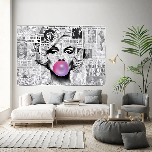 ChandelierDecor - Marilyn Newspaper Canvas Wall Art: Bubble's Creation