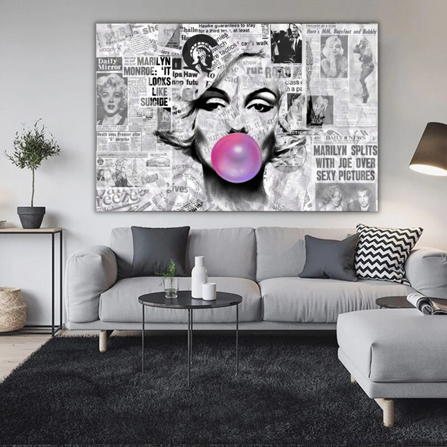 ChandelierDecor - Marilyn Newspaper Canvas Wall Art: Bubble's Creation