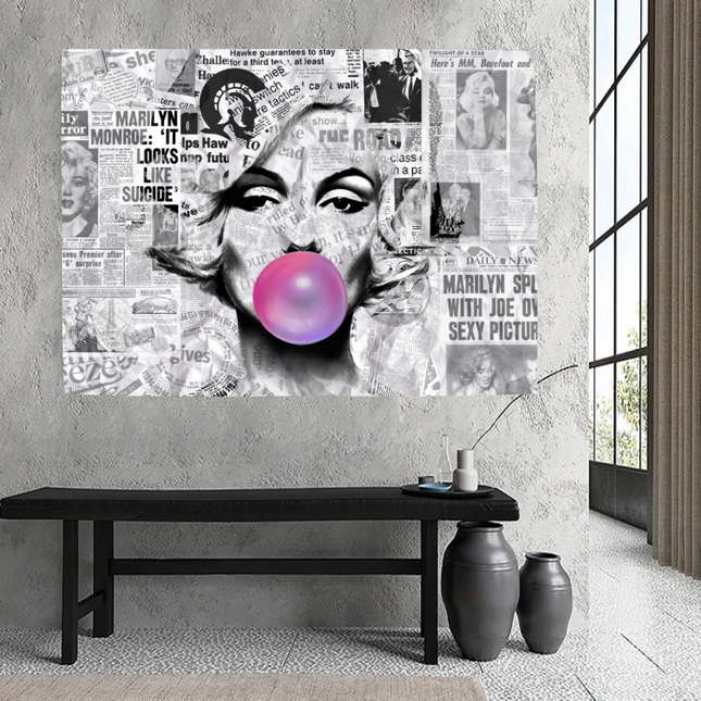 ChandelierDecor - Marilyn Newspaper Canvas Wall Art: Bubble's Creation