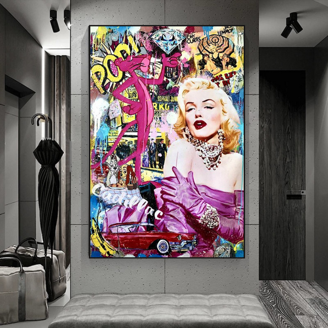 ChandelierDecor - Marilyn and Pink Panther Street Graffiti Art on Cadillac