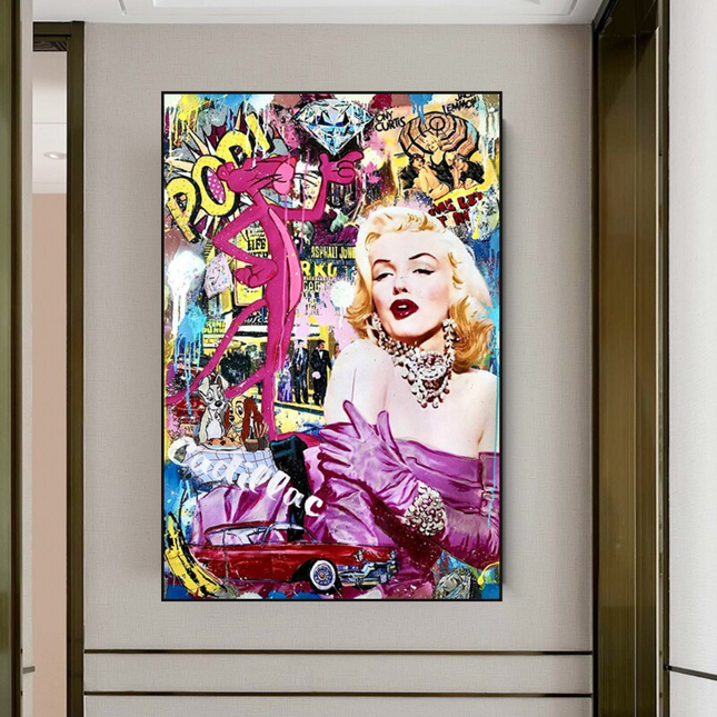 ChandelierDecor - Marilyn and Pink Panther Street Graffiti Art on Cadillac