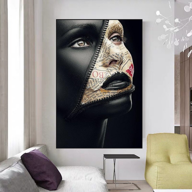 ChandelierDecor - Masked Girl Canvas Wall Art - Zipper Girl