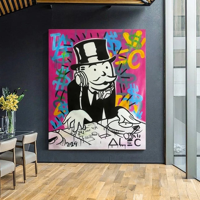 ChandelierDecor - Mens DJ in Motion: Mr Monopoly Canvas Wall Art
