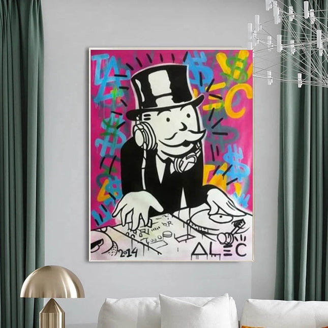 ChandelierDecor - Mens DJ in Motion: Mr Monopoly Canvas Wall Art