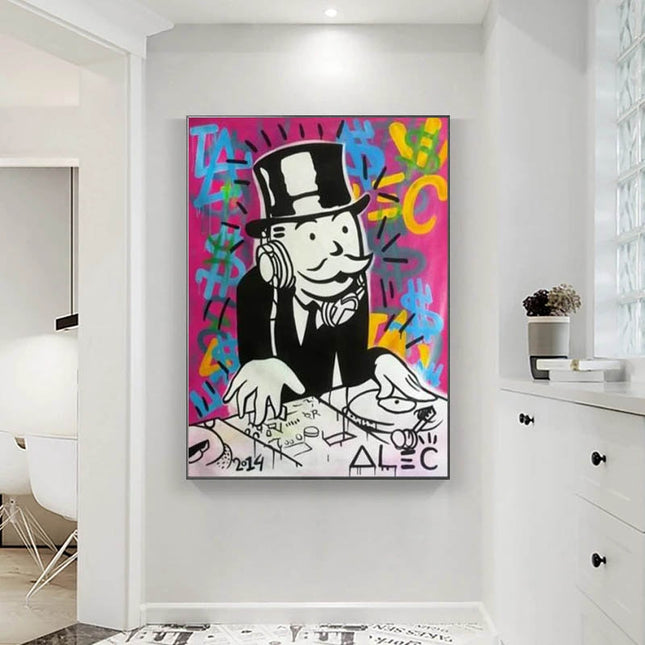 ChandelierDecor - Mens DJ in Motion: Mr Monopoly Canvas Wall Art