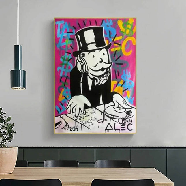 ChandelierDecor - Mens DJ in Motion: Mr Monopoly Canvas Wall Art