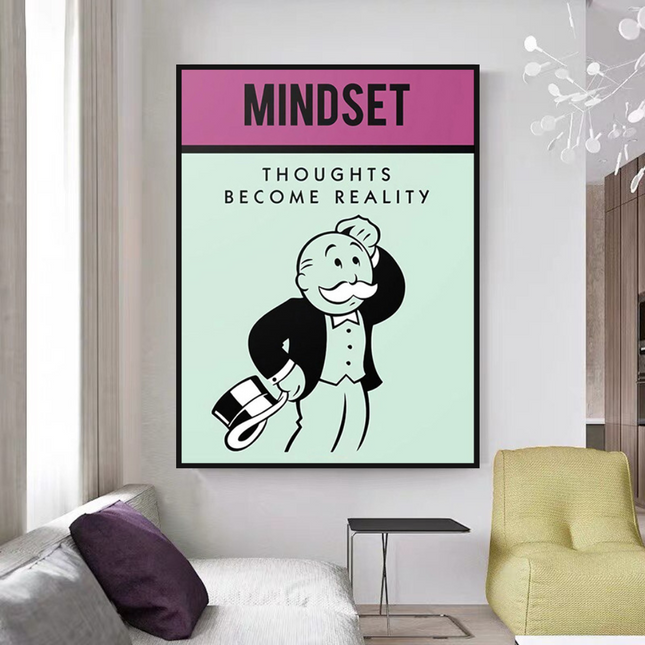 ChandelierDecor - Mindset Thoughts Become Reality - Monopoly Canvas Wall Art