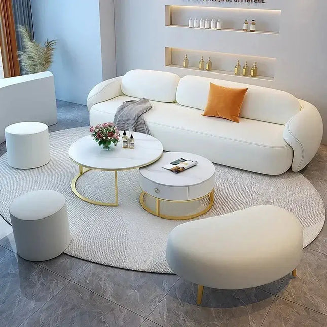 ChandelierDecor - Minimalist Curve Classic Sofa – Elegant Puff Design