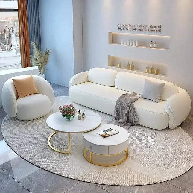 ChandelierDecor - Minimalist Curve Classic Sofa – Elegant Puff Design