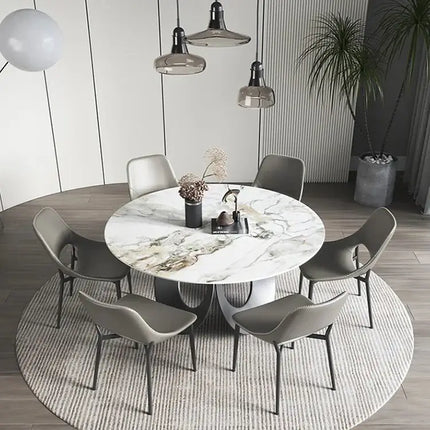 Minimalistic Metallic Rings Marble Top Dining Table-Dining Tables