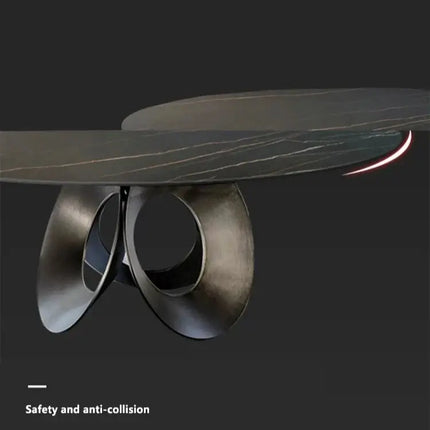 Minimalistic Metallic Rings Marble Top Dining Table-Dining Tables