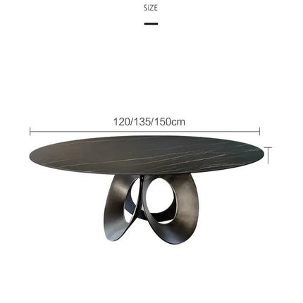 Minimalistic Metallic Rings Marble Top Dining Table-Dining Tables