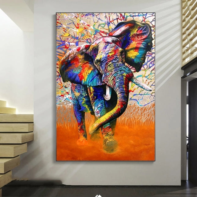 ChandelierDecor - Modern Art Colourful Elephant Canvas Wall Art