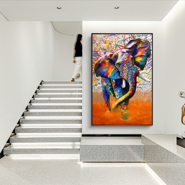 ChandelierDecor - Modern Art Colourful Elephant Canvas Wall Art