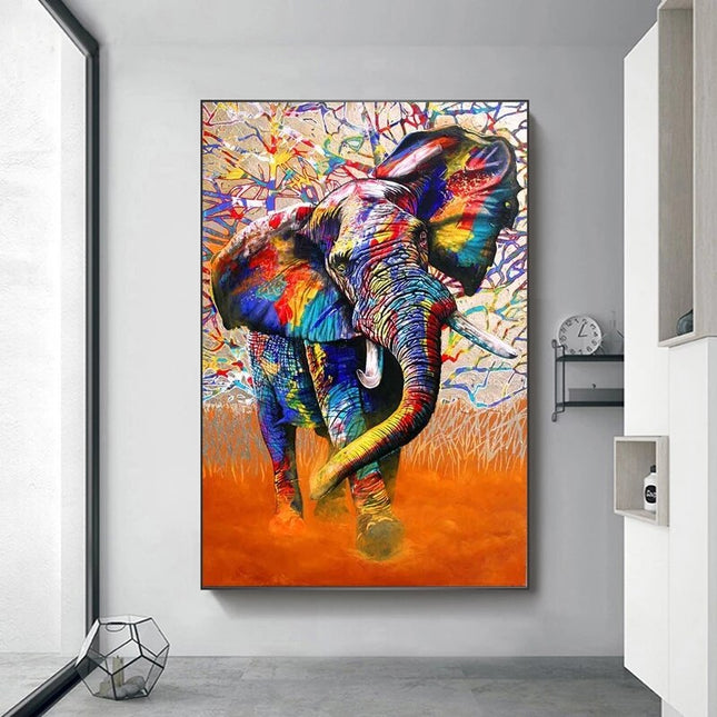 ChandelierDecor - Modern Art Colourful Elephant Canvas Wall Art