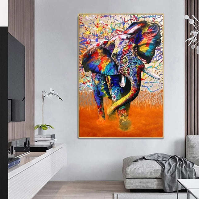ChandelierDecor - Modern Art Colourful Elephant Canvas Wall Art