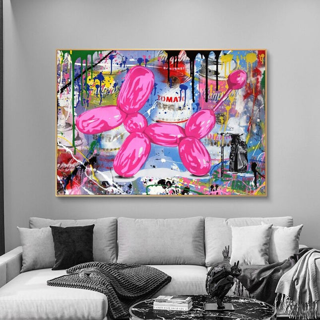 ChandelierDecor - Modern Balloon Dog Graffiti Canvas Wall Art - Unique Home Decor