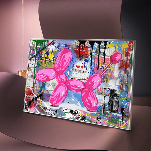 ChandelierDecor - Modern Balloon Dog Graffiti Canvas Wall Art - Unique Home Decor