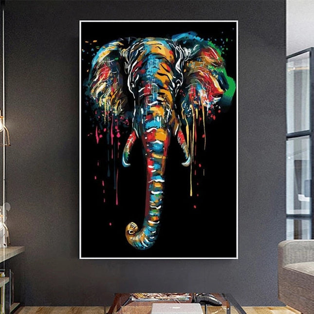 ChandelierDecor - Modern Colourful Elephant Canvas Wall Art
