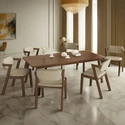 Walnut Wood Zig Zag Dining Chairs – Modern Design