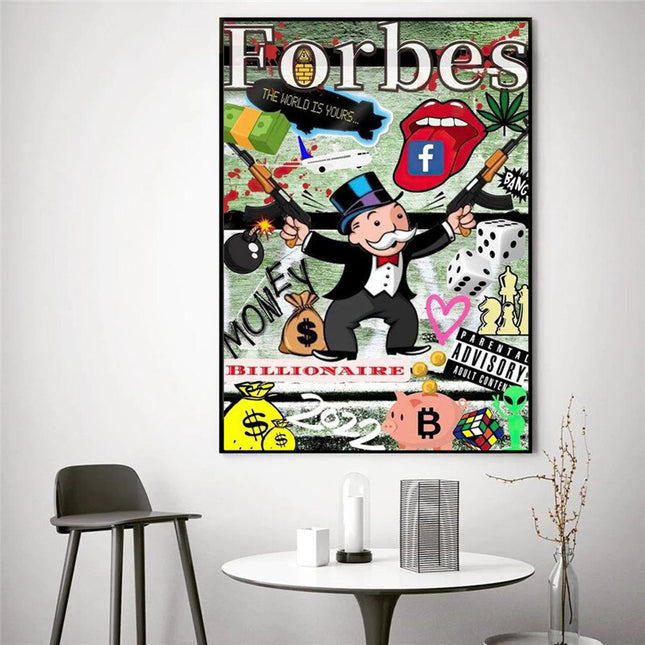 ChandelierDecor - Money Forbes Funny Monopoly Alec Canvas Wall Art