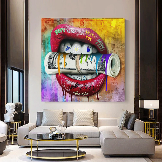 ChandelierDecor - Money Lips Graffiti Canvas Wall Art