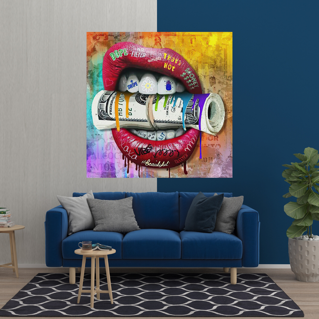 ChandelierDecor - Money Lips Graffiti Canvas Wall Art
