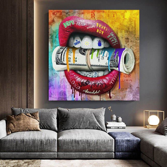 ChandelierDecor - Money Lips Graffiti Canvas Wall Art
