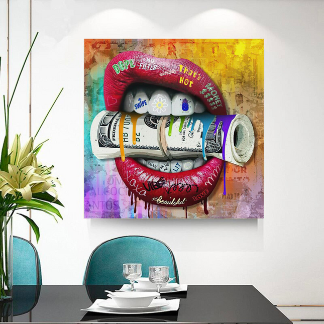 ChandelierDecor - Money Lips Graffiti Canvas Wall Art